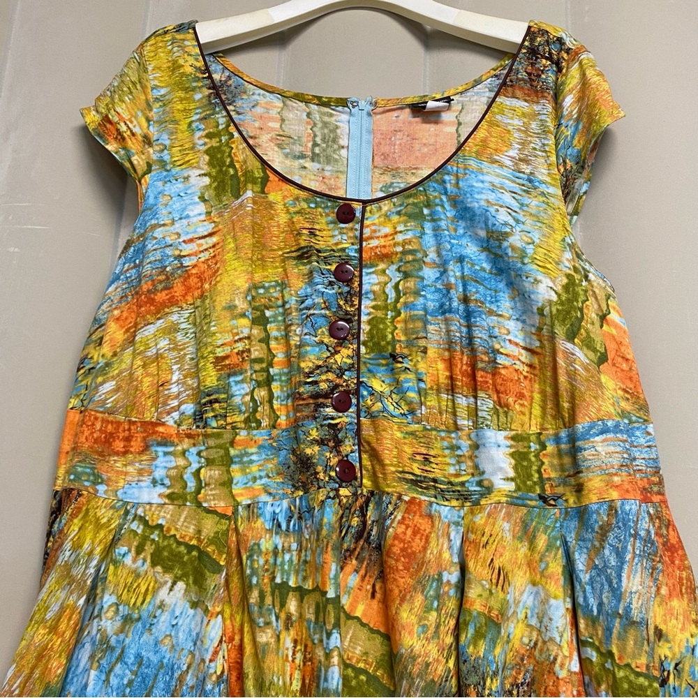 Retrolicious Women’s Dress Size 4X 100% Cotton Abstract Landscape Feminine - Picture 2 of 11